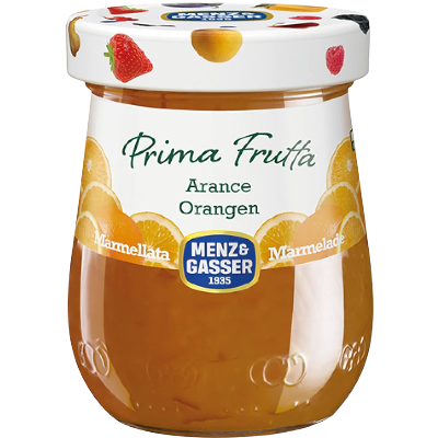 Menz&Gasser, First Fruit Orange Jam, with 40% Fruit, Made with High Quality IQF Fruit, Processed with Passion in Trentino-Südtirol, Naturally Gluten Free, Vegan, 340 g