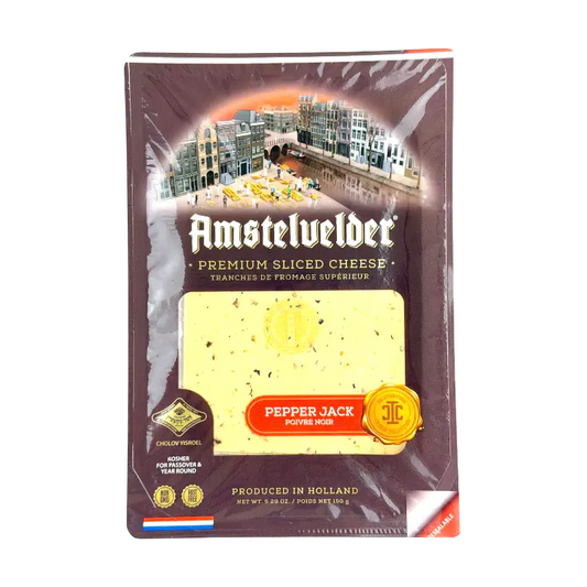 Amstelvelder Kosher Gouda Cheese Slices with Black Pepper Dairy Product 150g