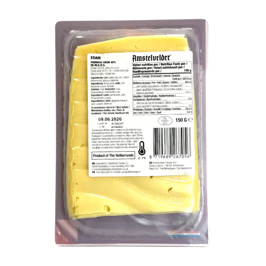 Amstelvelder Kosher Edam Sliced Cheese Dairy Product 150g